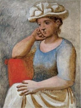 ファム・アコーデ・オ・シャポー・ブラン 1921 キュビズム Oil Paintings